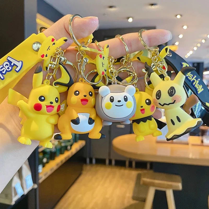 Gadgetshor Cute 3D Key Chain Pikachu Family