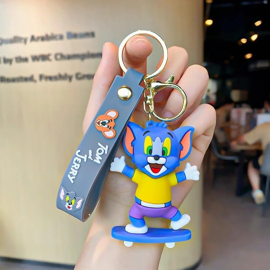 Gadgetshor Cute 3D Key Chain Tom & Jerry Skate Board