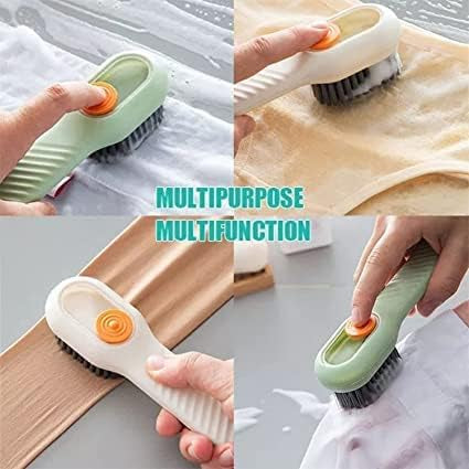 Gadgetshor Multipurpose Soap Dispensing Cleaning Brush with Handle – Reusable Scrubbing Brush for Shoes, Clothes & Household Cleaning 🧽🧼