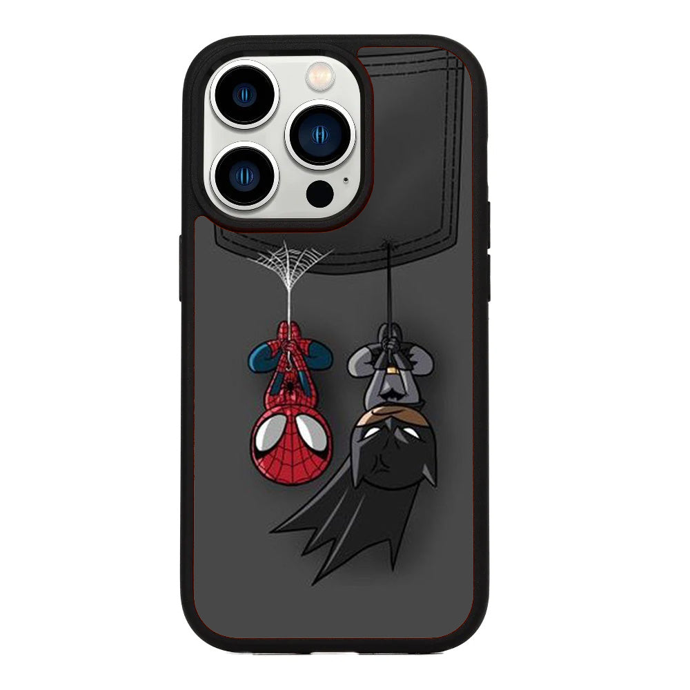 Gadgetshor Batman & Spiderman Series iPhone Back Glass Case