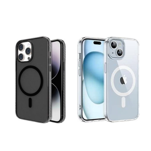 Gadgetshor Clear & Smoke MagSafe Back Case With Animation for 14 & 15 Series
