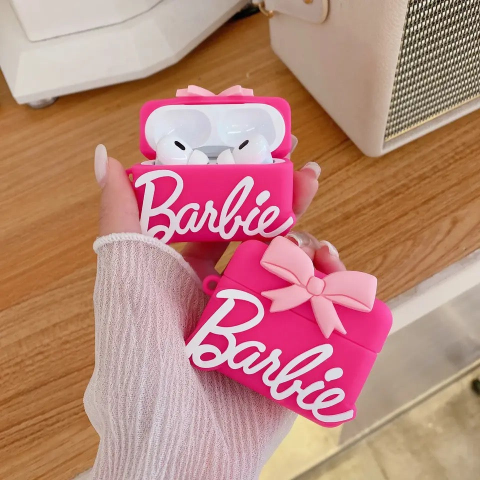 Gadgetshor 3D Silicone Airpods Case Pink Barbie Bow Series