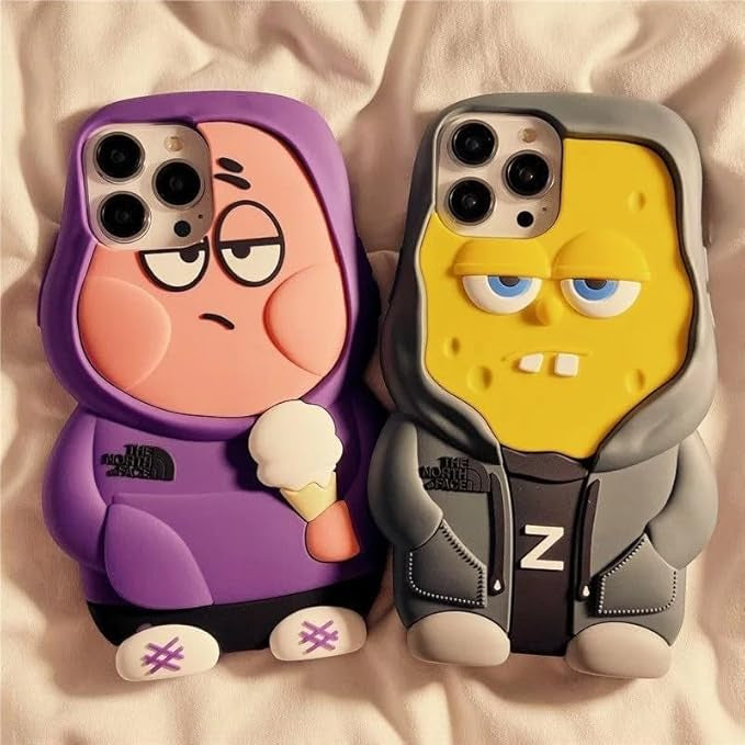 Gadgetshor 3D Silicone Patrik & Sponge-bob Cases for iPhone