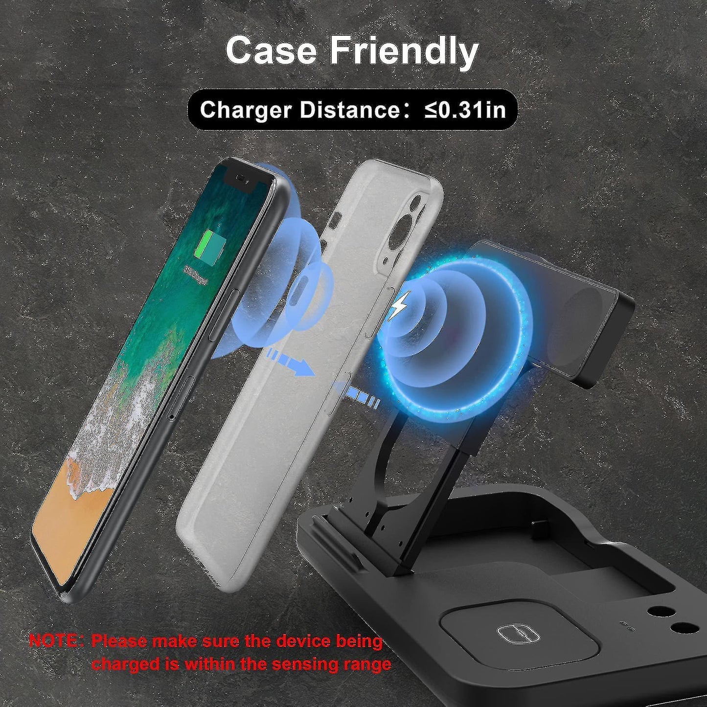 GADGETSHOR 4 in 1 Wireless Foldable Fast Charger with Wirless Charging for iPhone, Airpods & iWatch
