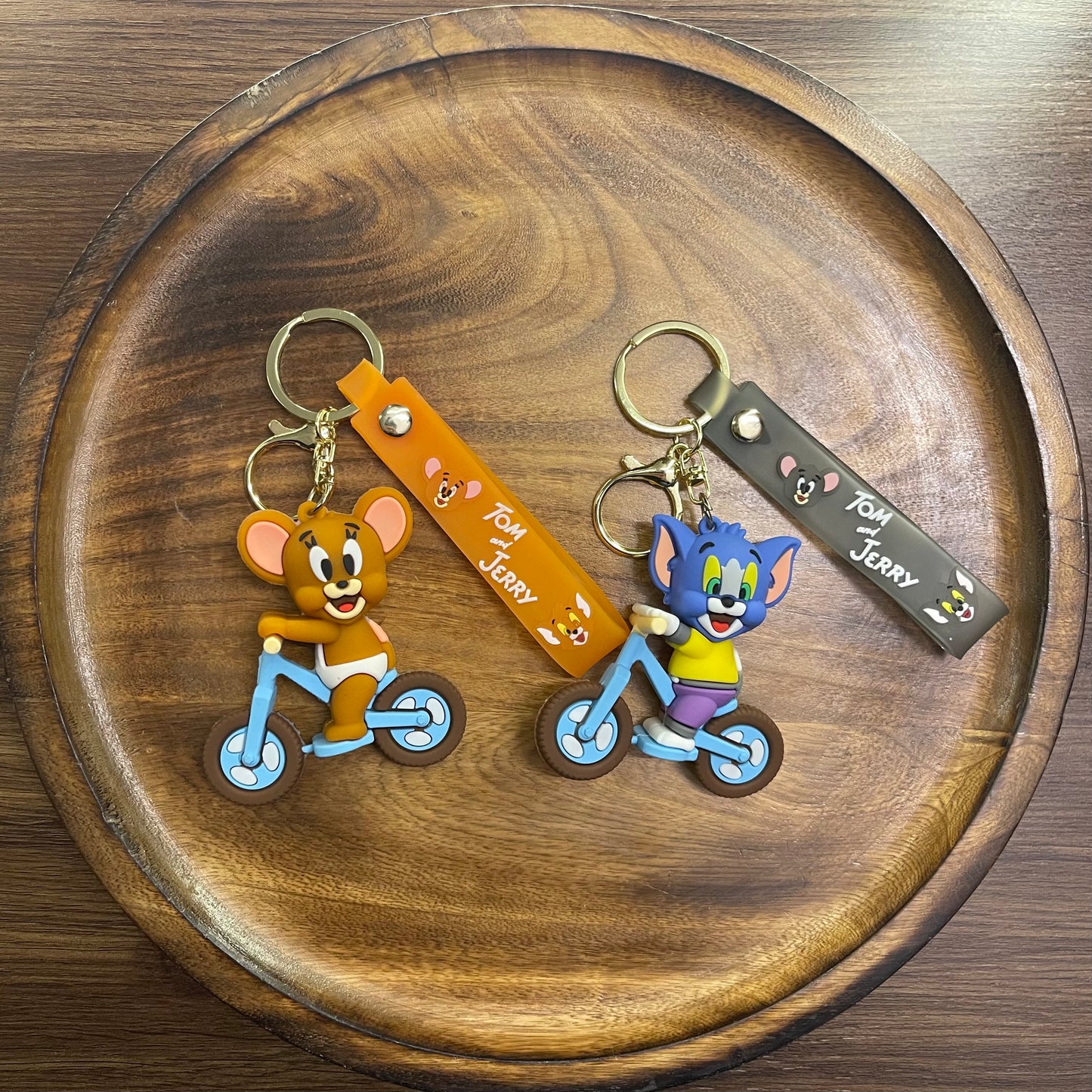 Gadgetshor Cute 3D Key Chain Tom & Jerry Bicycle