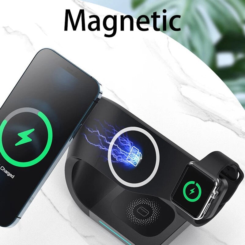 GADGETSHOR 3 in 1 Wireless Foldable Fast Charger with Wirless Charging for iPhone, Airpods & iWatch