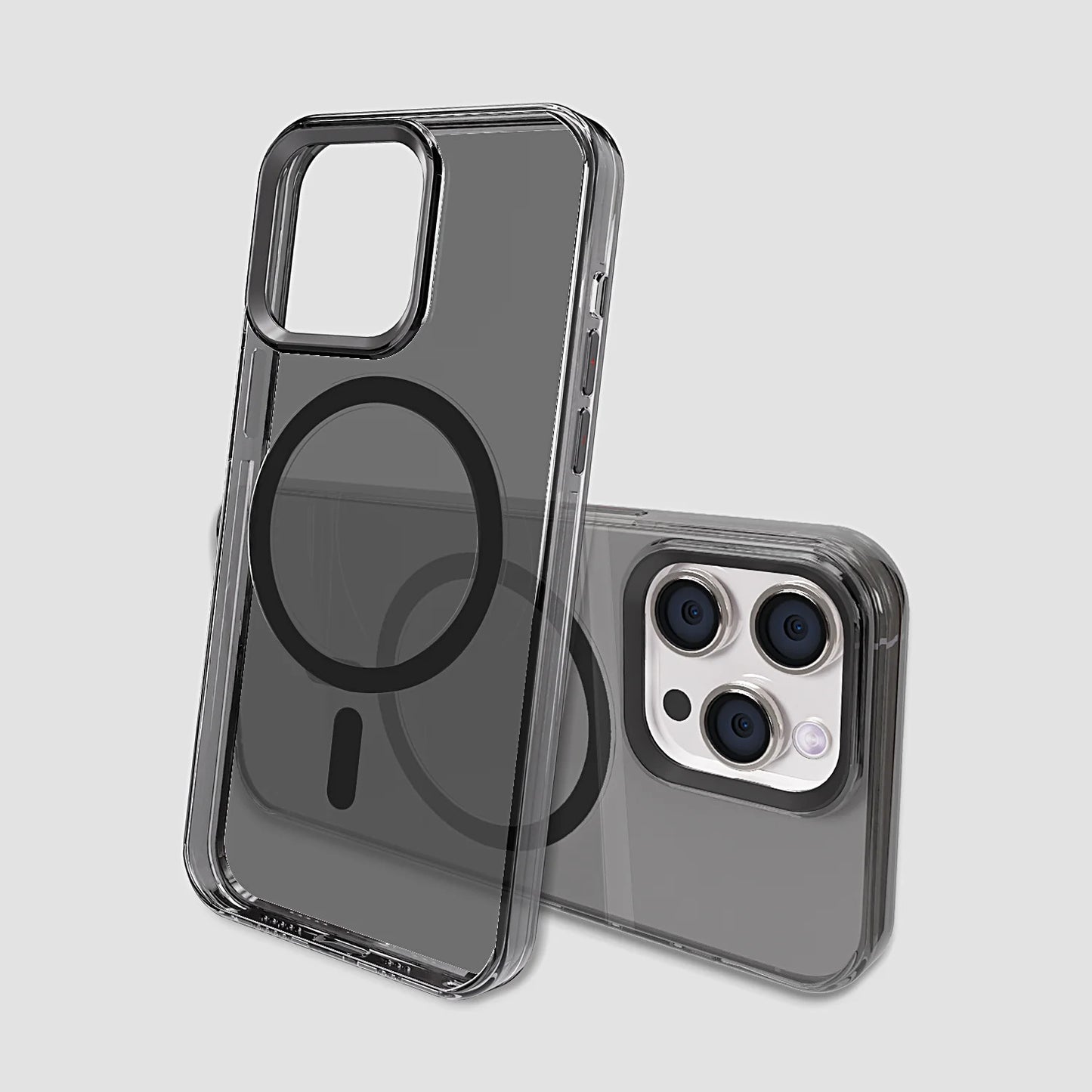 Gadgetshor Clear & Smoke MagSafe Back Case With Animation for 14 & 15 Series