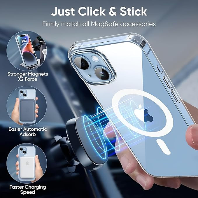 Gadgetshor Clear & Smoke MagSafe Back Case With Animation for 14 & 15 Series