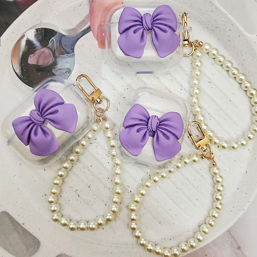 Gadgetshor Cute Clear Bow Case with Hanging Charm