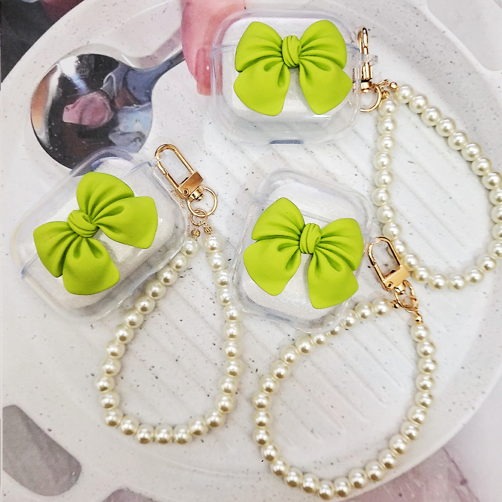 Gadgetshor Cute Clear Bow Case with Hanging Charm