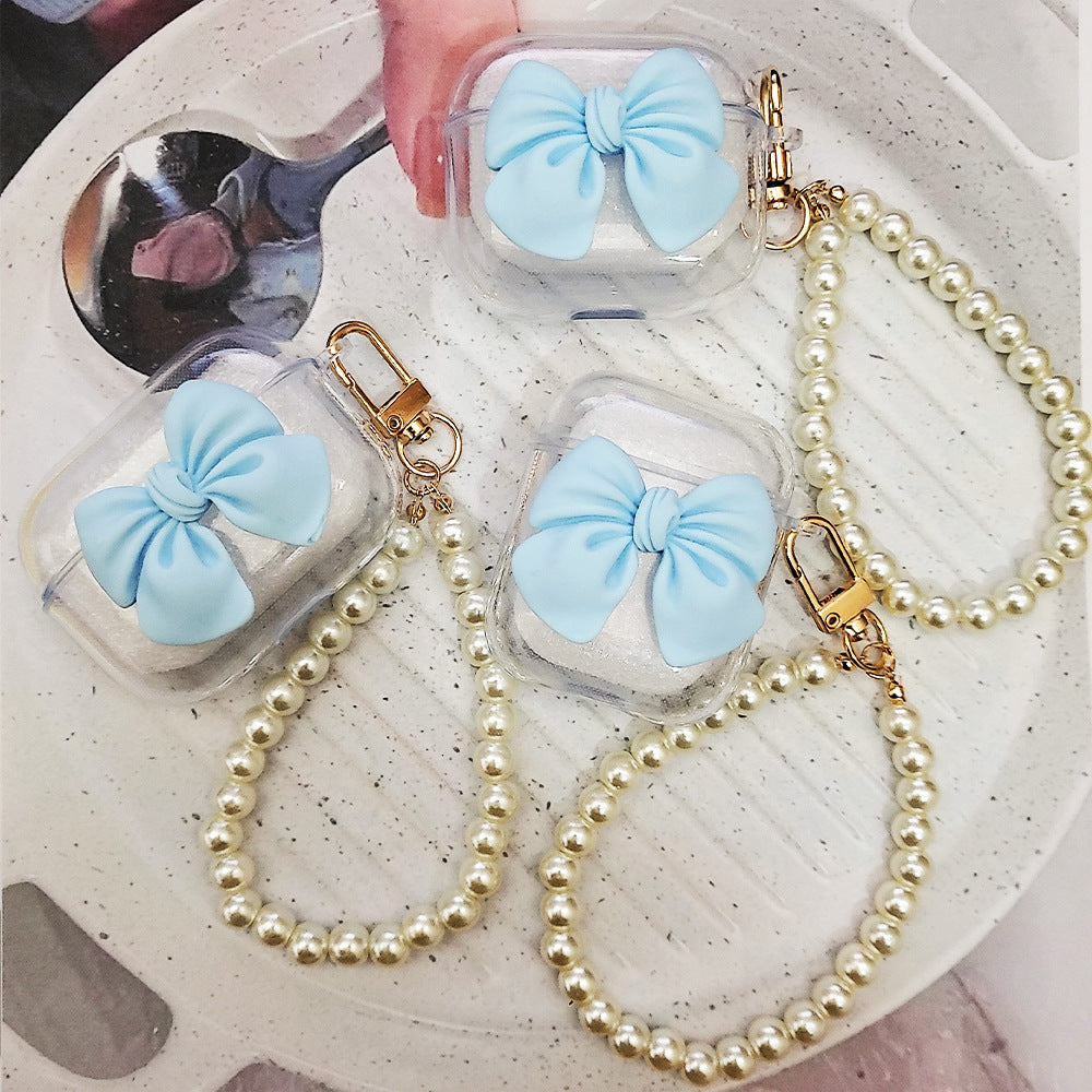 Gadgetshor Cute Clear Bow Case with Hanging Charm