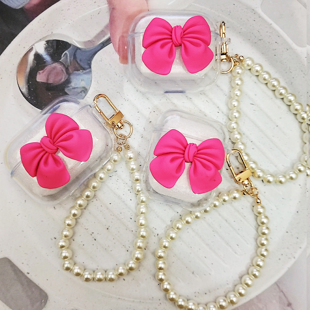 Gadgetshor Cute Clear Bow Case with Hanging Charm