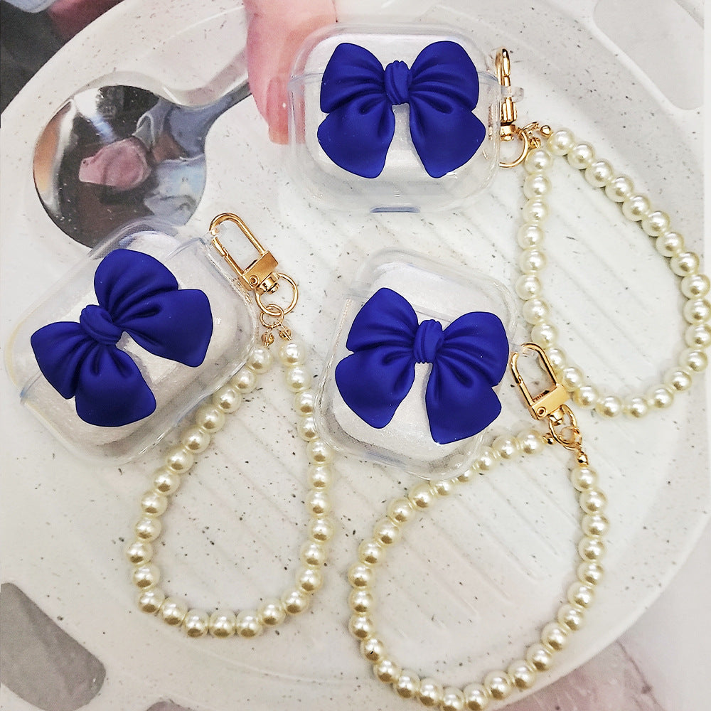 Gadgetshor Cute Clear Bow Case with Hanging Charm